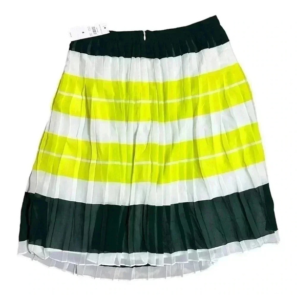 Anne Taylor Pleated Striped Midi Skirt Blue Yellow Size 8 NWT - Picture 5 of 6